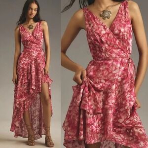 NWT Anthropologie Hutch Isadora Wrap Maxi Dress Pink Floral 3X